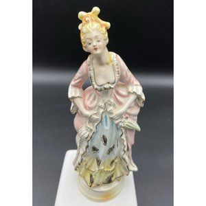 Vintage Colonial Lady Ceramic Figurine Holding A Parasol And Clutch